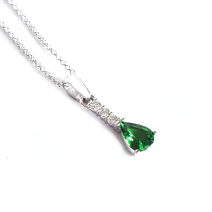 Elegance Defined Diamond Ladder Tsavorite White Gold Pendant