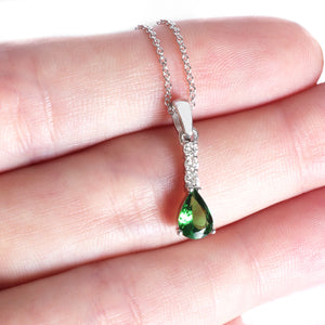 Elegance Defined Diamond Ladder Tsavorite White Gold Pendant