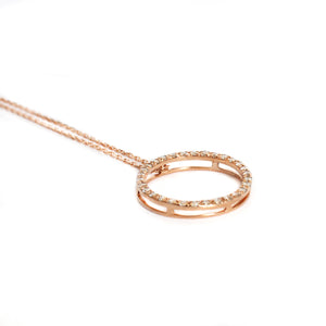 Elegance Defined White Diamond in Rose Gold Halo Pendant