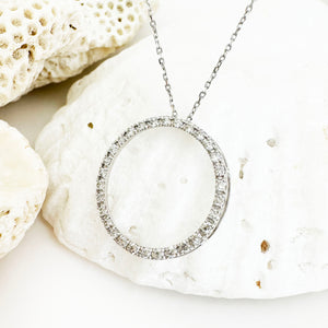 Elegance Defined White Diamond in White Gold Halo Pendant