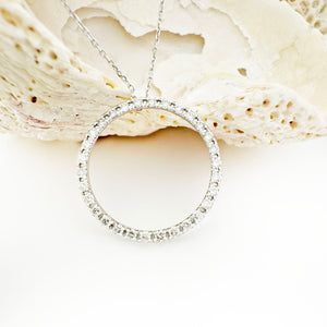 Elegance Defined White Diamond in White Gold Halo Pendant