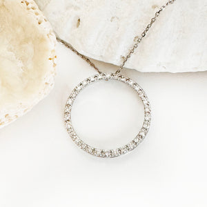 Elegance Defined White Diamond in White Gold Halo Pendant