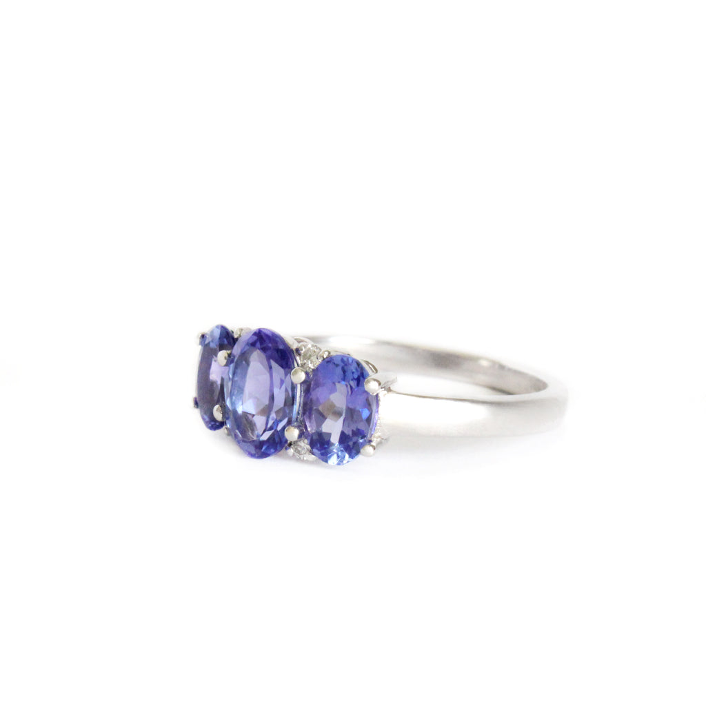 Elegant Trilogy Tanzanite and Diamond Ring