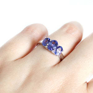 Elegant Trilogy Tanzanite and Diamond Ring