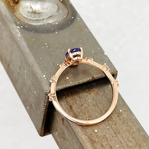 Tanzanite and diamond rose gold ring