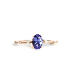 Enchanting Diamond Dotted Rose Gold Tanzanite Ring