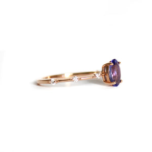 Enchanting Diamond Dotted Rose Gold Tanzanite Ring