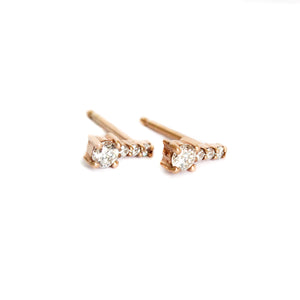 Enchanting Petite White Diamond Rose Gold Studs