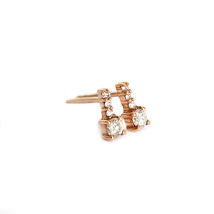 Enchanting Petite White Diamond Rose Gold Studs