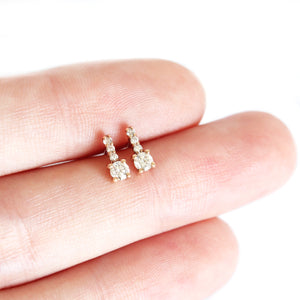 Enchanting Petite White Diamond Rose Gold Studs