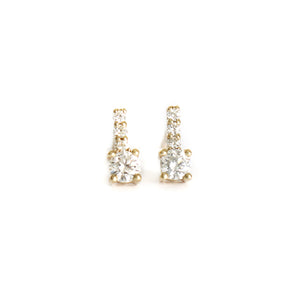 Enchanting Petite White Diamond Yellow Gold Studs