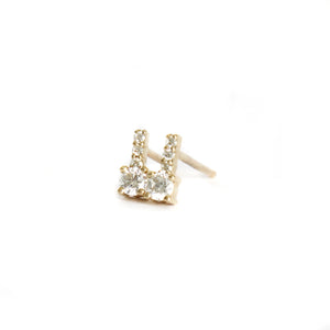 Enchanting Petite White Diamond Yellow Gold Studs