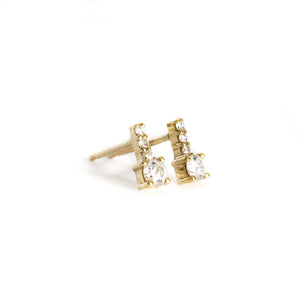 Enchanting Petite White Diamond Yellow Gold Studs