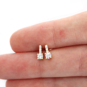 Enchanting Petite White Diamond Yellow Gold Studs