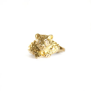 Enigmatic Resting Leopard Yellow Gold Ring