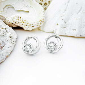 Envy Inducing White Gold Circular And Tube Set White Diamond Earrings