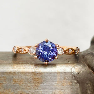 Tanzanite and Diamond band ring