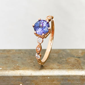 Tanzanite and Diamond band ring