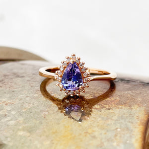 tanzanite and Diamond Rose gold ring