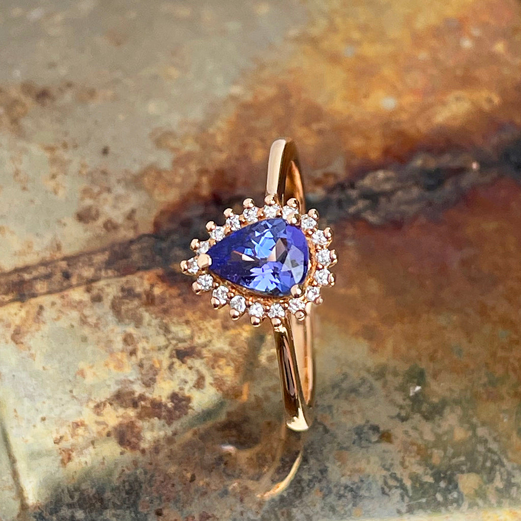 tanzanite and Diamond Rose gold ring