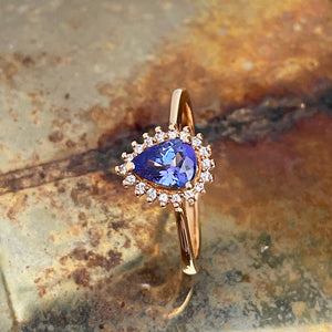 tanzanite and Diamond Rose gold ring