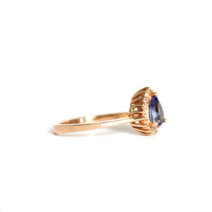 Ever Classic Pear Cut Diamond Halo Tanzanite Rose Ring