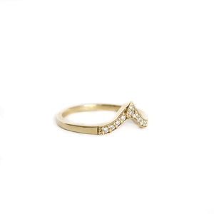 Exotic Nine Diamond Yellow Gold Crown Ring