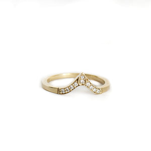 Exotic Nine Diamond Yellow Gold Crown Ring