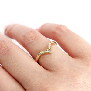 Exotic Nine Diamond Yellow Gold Crown Ring