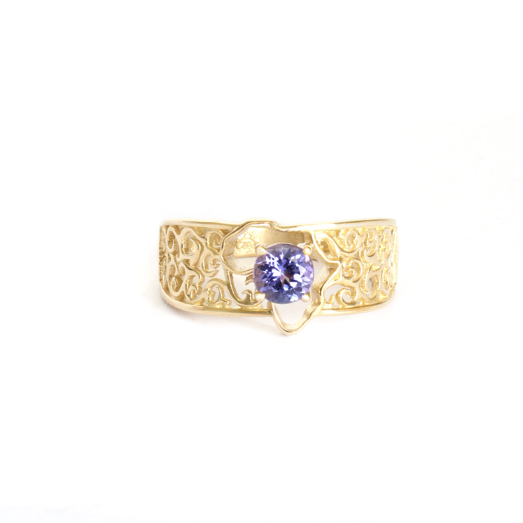 Filigree Africa Map Tanzanite Ring