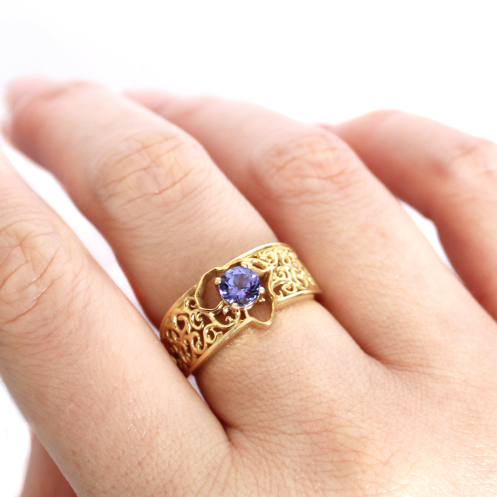 Filigree Africa Map Tanzanite Ring