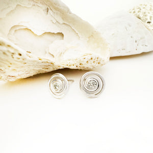 Flirty Infinity White Diamond White Gold Swirl Studs