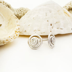 Flirty Infinity White Diamond White Gold Swirl Studs