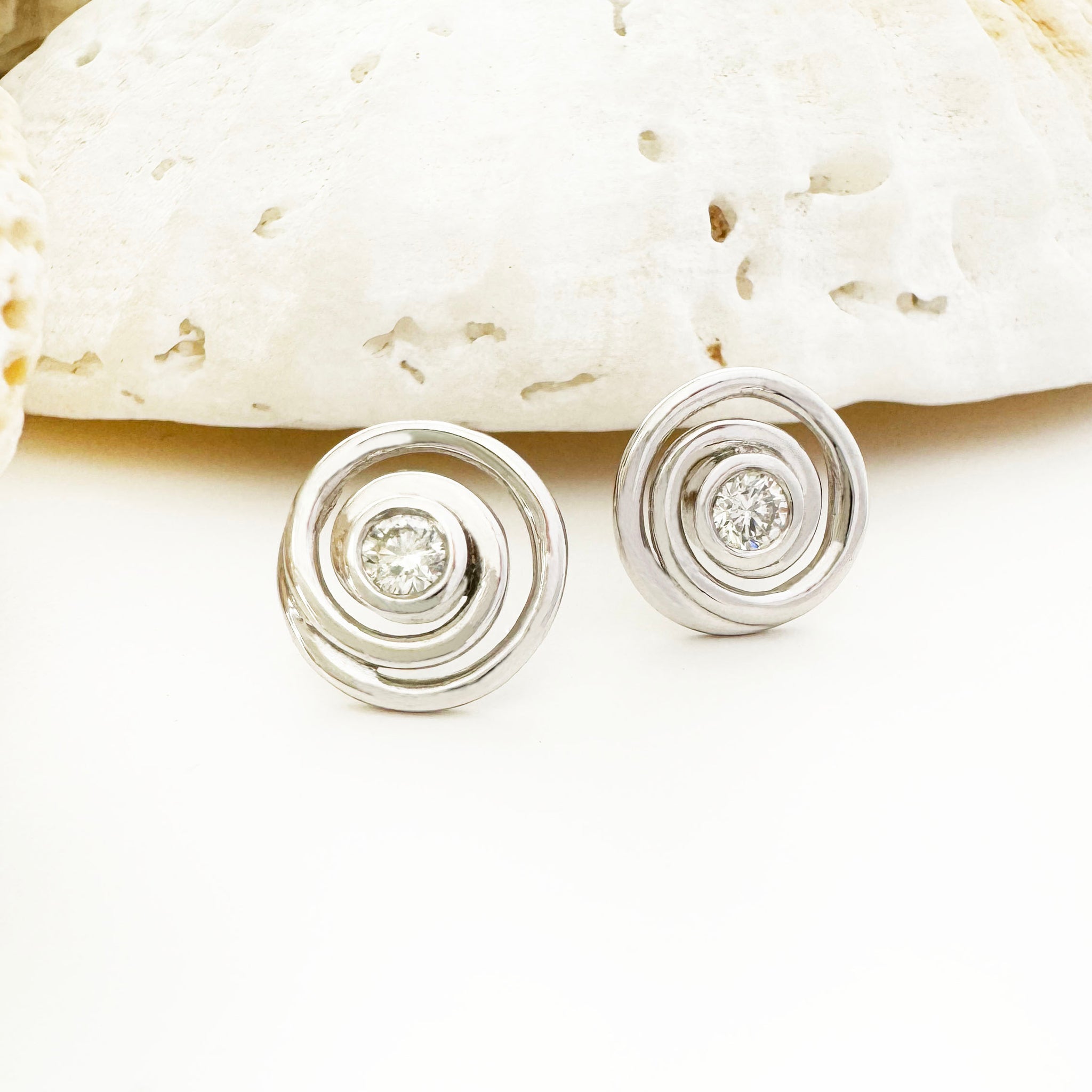 Flirty Infinity White Diamond White Gold Swirl Studs