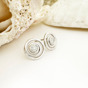 Flirty Infinity White Diamond White Gold Swirl Studs