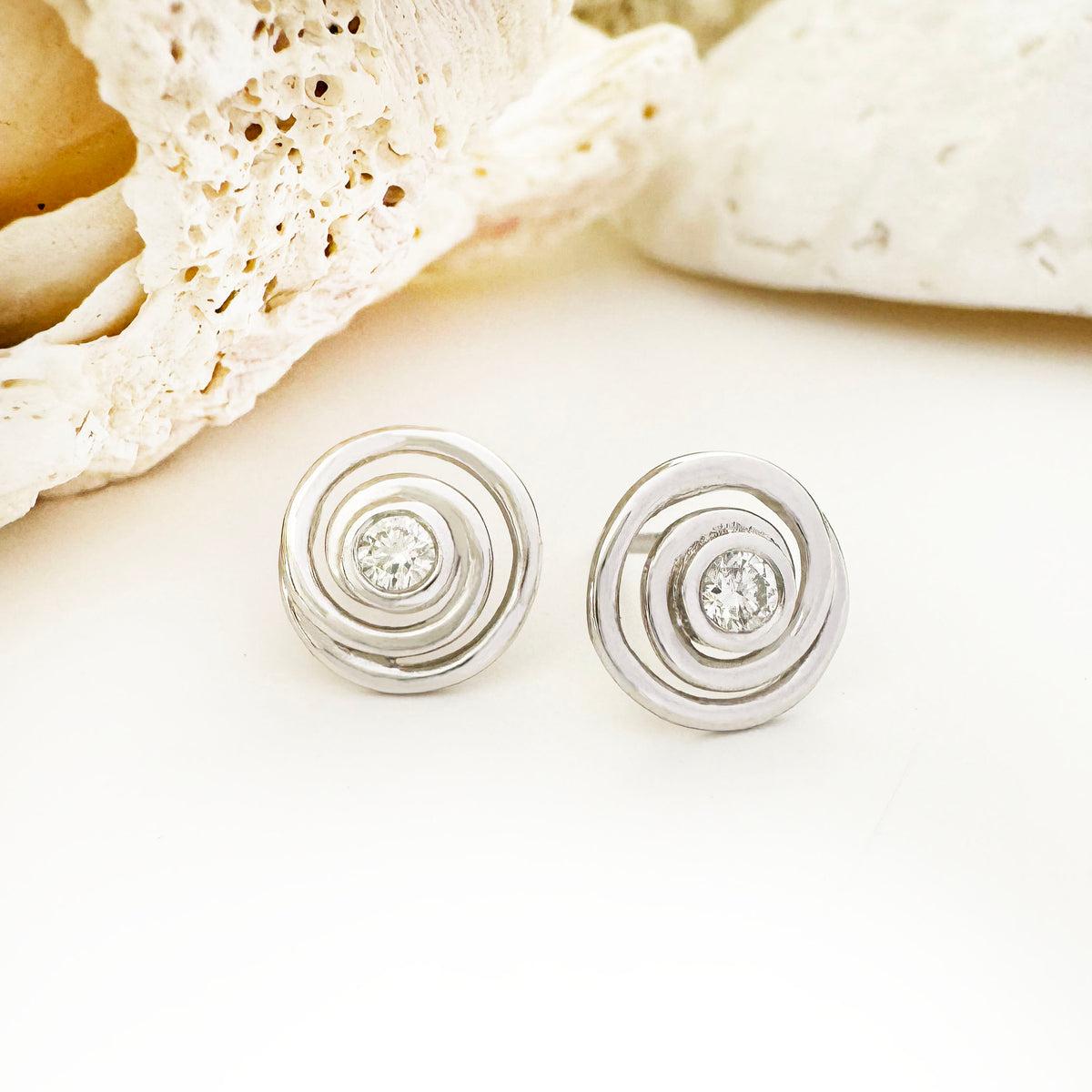 Flirty Infinity White Diamond White Gold Swirl Studs