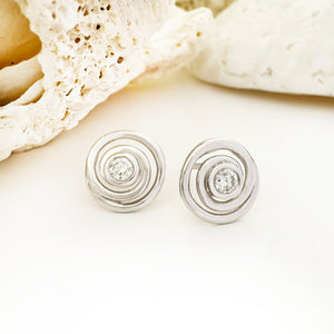 Flirty Infinity White Diamond White Gold Swirl Studs