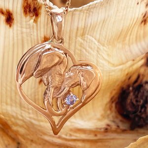 Rose Gold Tanzanite Elephant Pendant