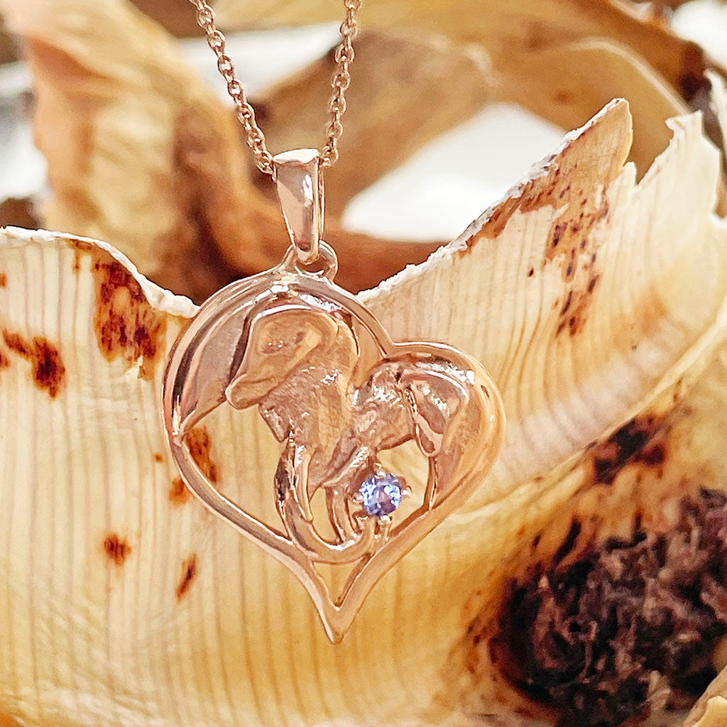 Rose Gold Tanzanite Elephant Pendant