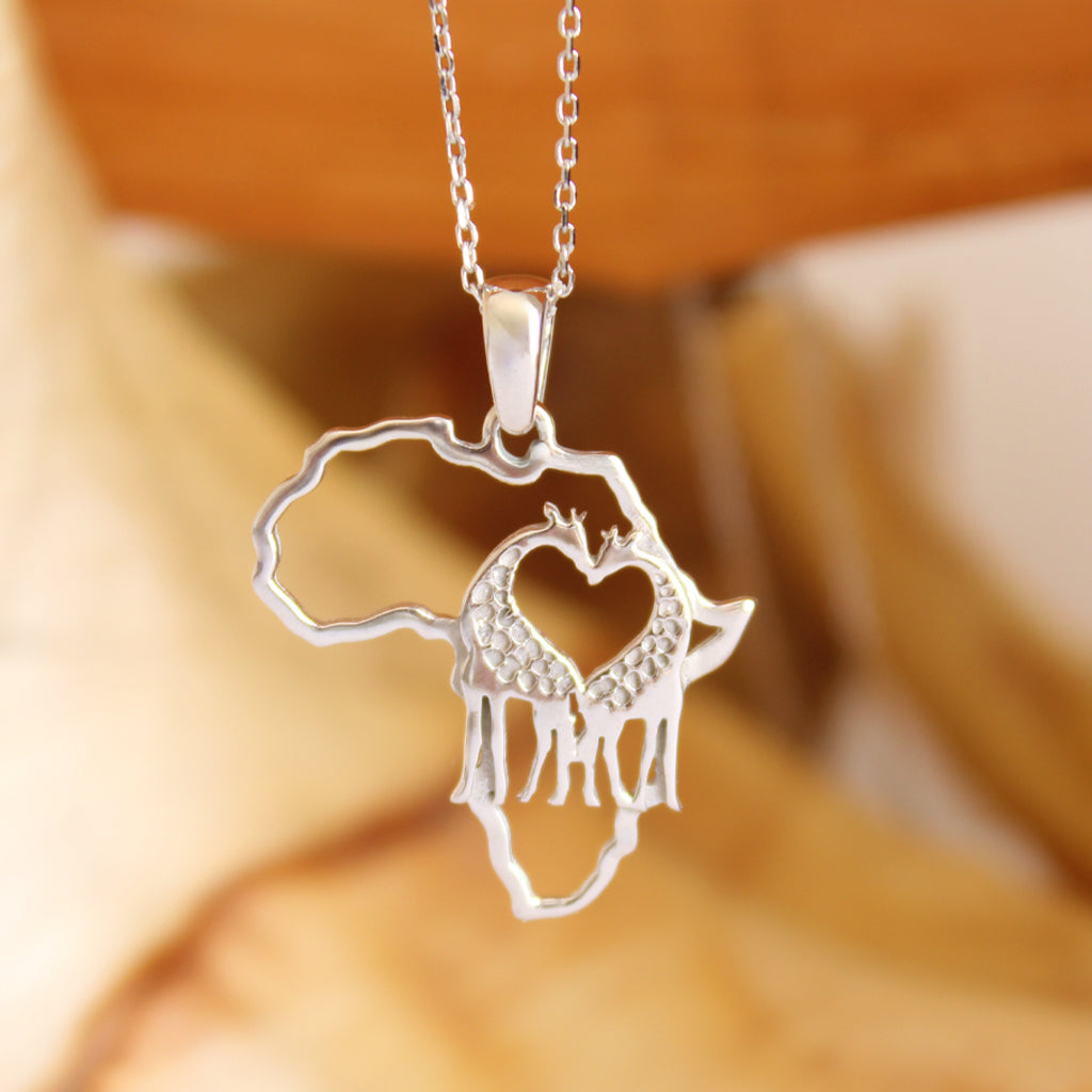 For the Love of Giraffes White Gold Pendant