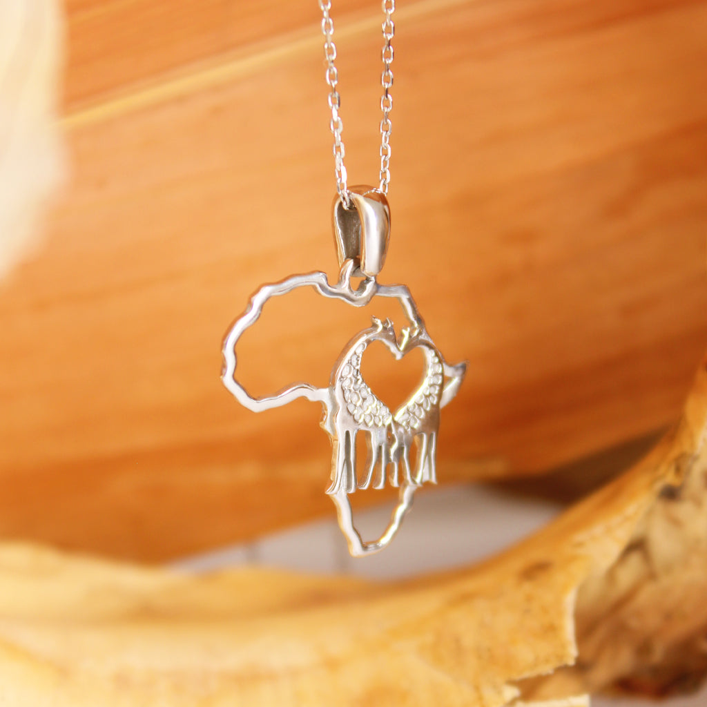 For the Love of Giraffes White Gold Pendant