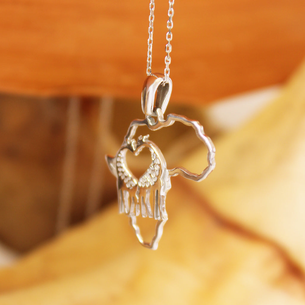 For the Love of Giraffes White Gold Pendant