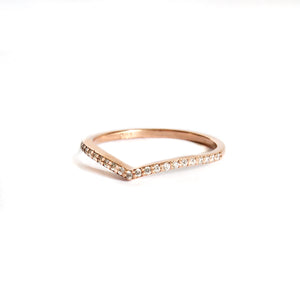 Gently Curved Diamond Rose Gold Crown Ring