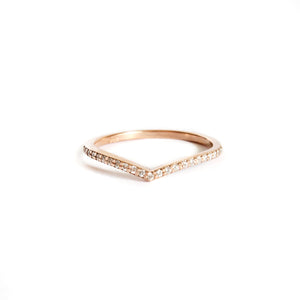 Gently Curved Diamond Rose Gold Crown Ring