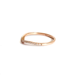 Gently Curved Diamond Rose Gold Crown Ring