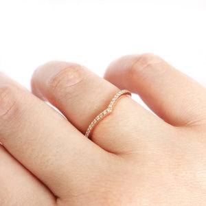 Gently Curved Diamond Rose Gold Crown Ring