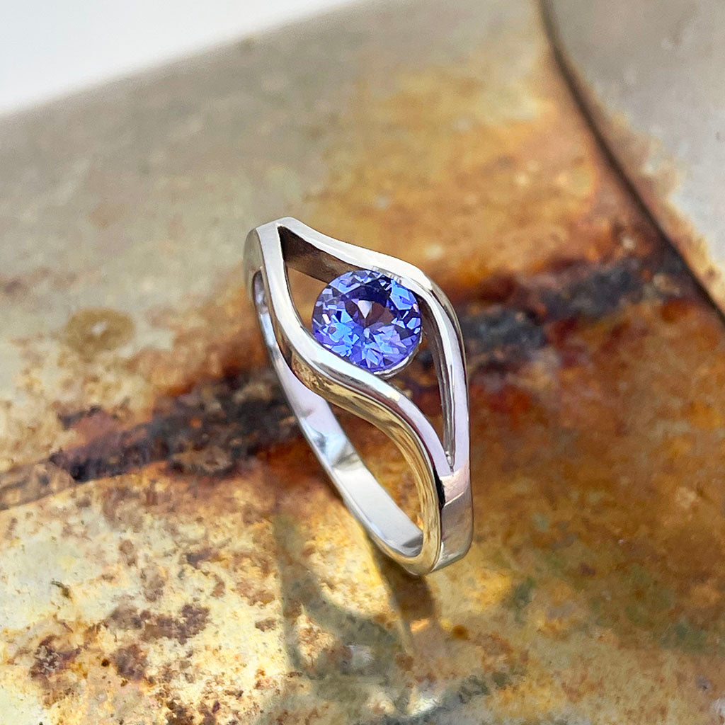 tanzanite white gold ring