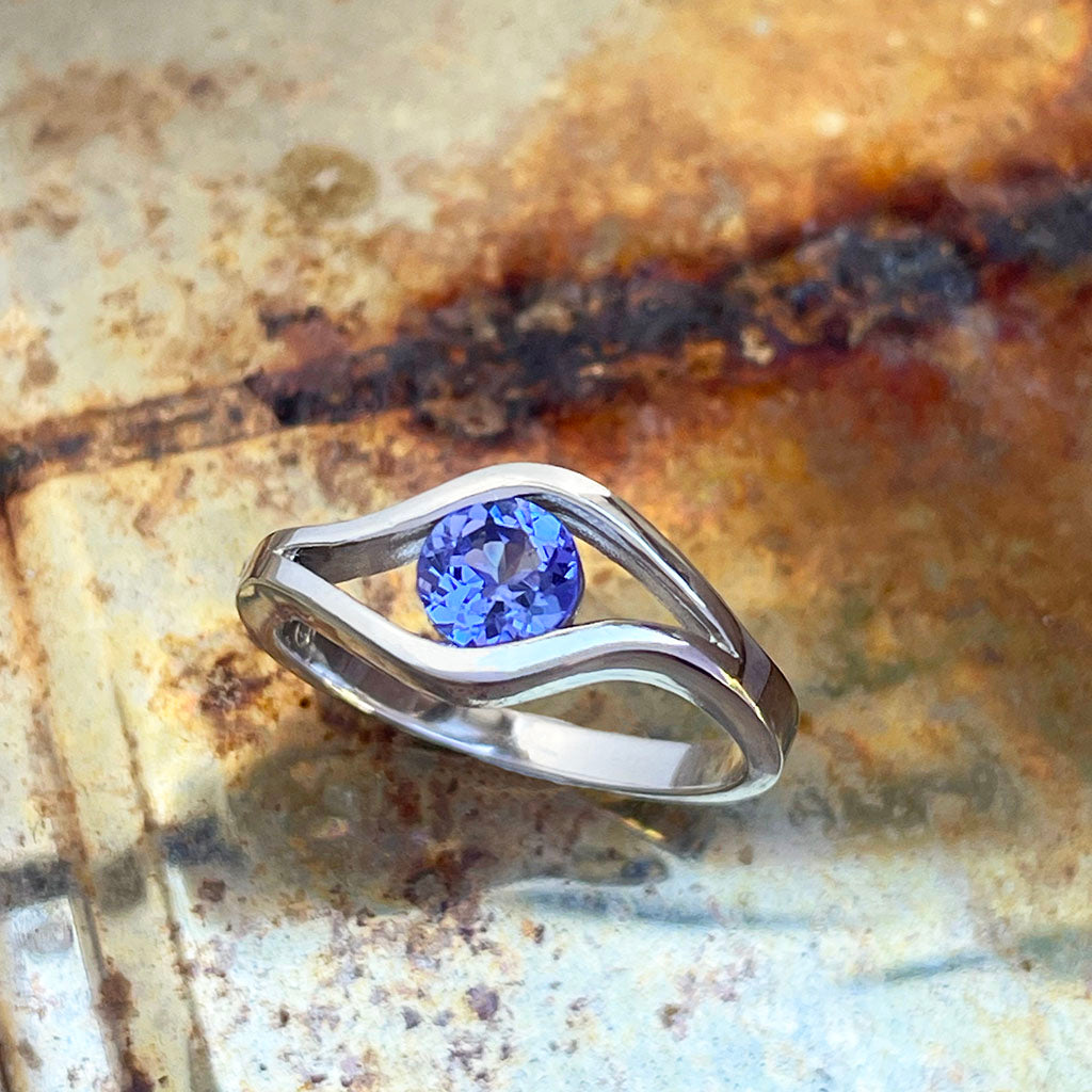 tanzanite white gold ring