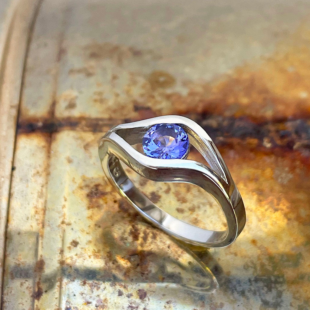 tanzanite white gold ring