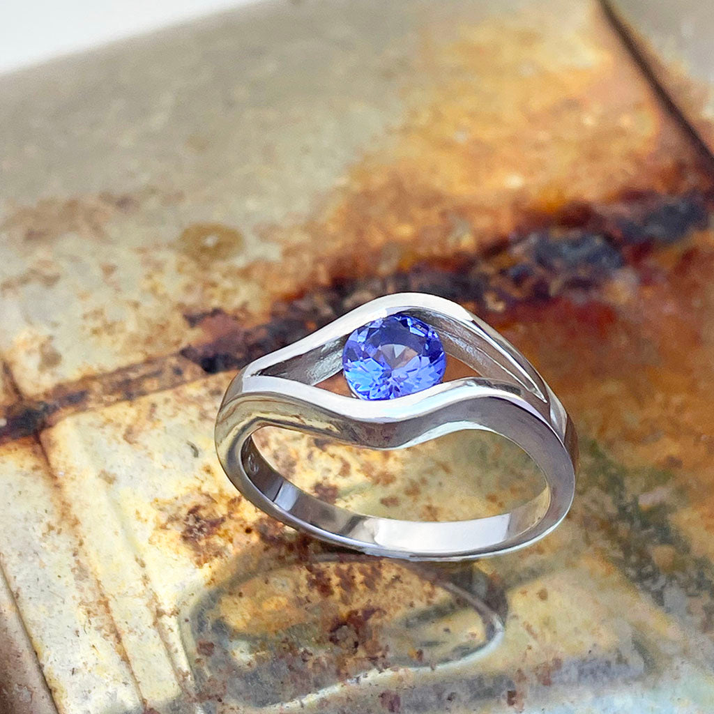 tanzanite white gold ring